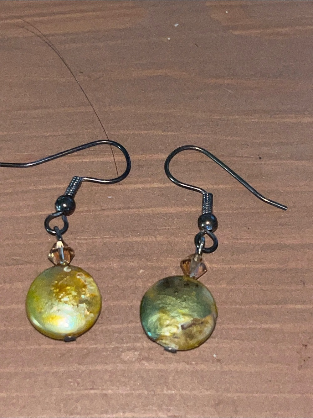 Freshwater pearl crystal accents handmade earrings see photos genuine coin pearl